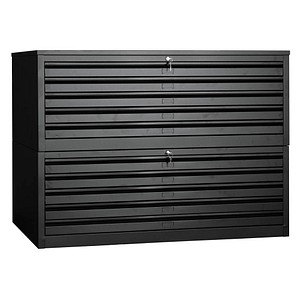 Gürkan Planschrank schwarz 10 Schubladen 113,0 x 83,0 x 105,0 cm von Gürkan