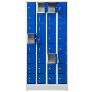 Gürkan Schließfachschrank lichtgrau, enzianblau 110298, 32 Schließfächer 80,0 x 15,0 x 168,0 cm von Gürkan