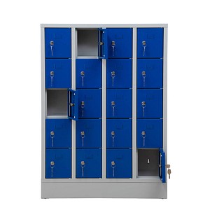 Gürkan Schließfachschrank lichtgrau, enzianblau 111037, 20 Schließfächer 80,0 x 15,0 x 110,0 cm von Gürkan