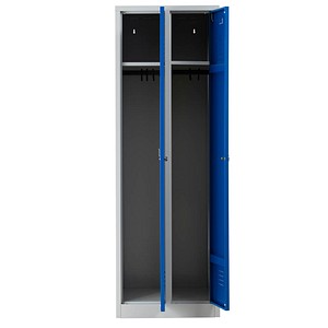 Gürkan Spind lichtgrau, enzianblau 103492, 2 Schließfächer 60,0 x 50,0 x 180,0 cm von Gürkan