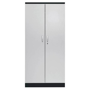 Gürkan Stahlschrank 100129 tiefschwarz, lichtgrau 92,0 x 42,0 x 195,0 cm, aufgebaut von Gürkan