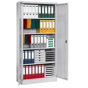 Gürkan Stahlschrank 109764 lichtgrau 92,0 x 60,0 x 195,0 cm, aufgebaut von Gürkan