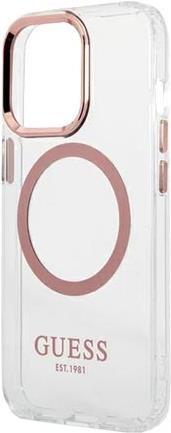 GUESS Hard Cover Metal Outline Magsafe Pink, iPhone 13 Pro Max, GUHMP13XHTRMP (GUHMP13XHTRMP) von Guess