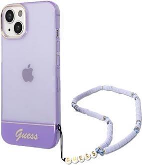GUESS Hard Cover Translucent Pearl Strap Transparent Purple, for iPhone 14 Plus, GUHCP14MHGCOHU (GUHCP14MHGCOHU) von Guess