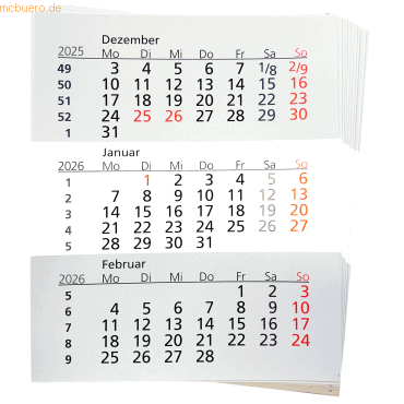 Güss Einlage für 3-Monatstischkalender 13x16cm Kalendarium 2024 von Güss