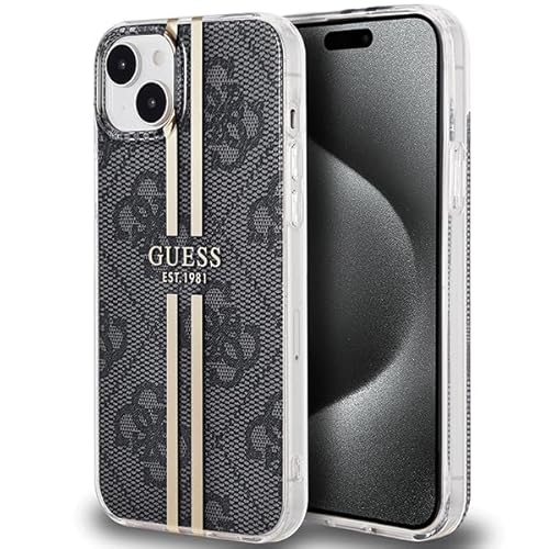 Guess GUHCP15MH4PSEGK Hülle für iPhone 15 Plus / 14 Plus 6.7" Schwarz hardcase IML 4G Gold Stripe Guess GUHCP15MH4PSEGK Hülle für iPhone 15 Plus / 14 Plus 6.7" Schwarz hardcase IML 4G Gold Stripe von GUESS