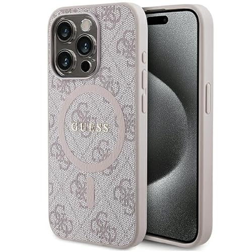 Guess GUHMP14LG4GFRP Hülle für iPhone 14 Pro 6.1" Rosa hardcase 4G Collection Leather Metal Logo von GUESS