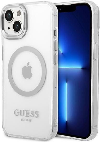Guess GUHMP14MHTRMS iPhone 14 Plus 6.7  Silber/Silber Hard Case Metal Outline Magsafe (GUHMP14MHTRMS) von Guess