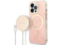 Guess Guess Ladetasche + drahtloses Ladegerät GUBPP13LH4EACSP Apple iPhone 13 Pro rosa/rosa Hartschalenetui 4G Print MagSafe von Guess