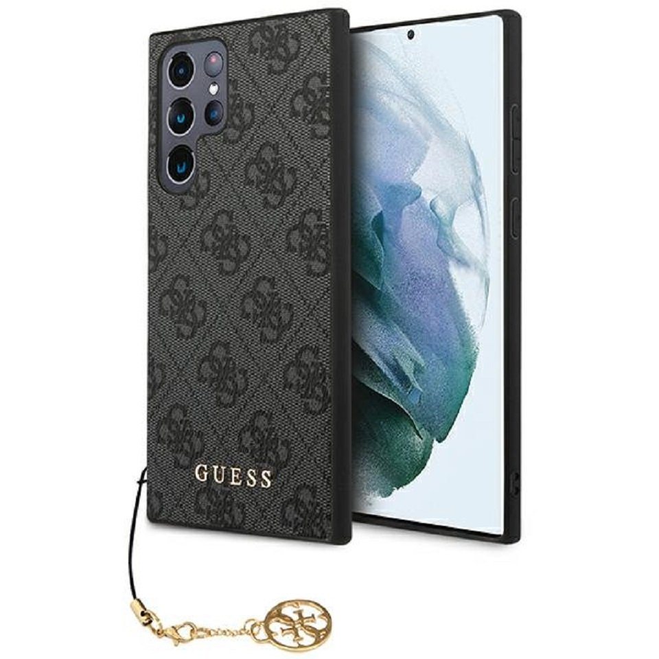 Guess Handyhülle Case Galaxy S23 Ultra Kunstleder grau Kette goldfarbig 6,8 Zoll, Kantenschutz von Guess