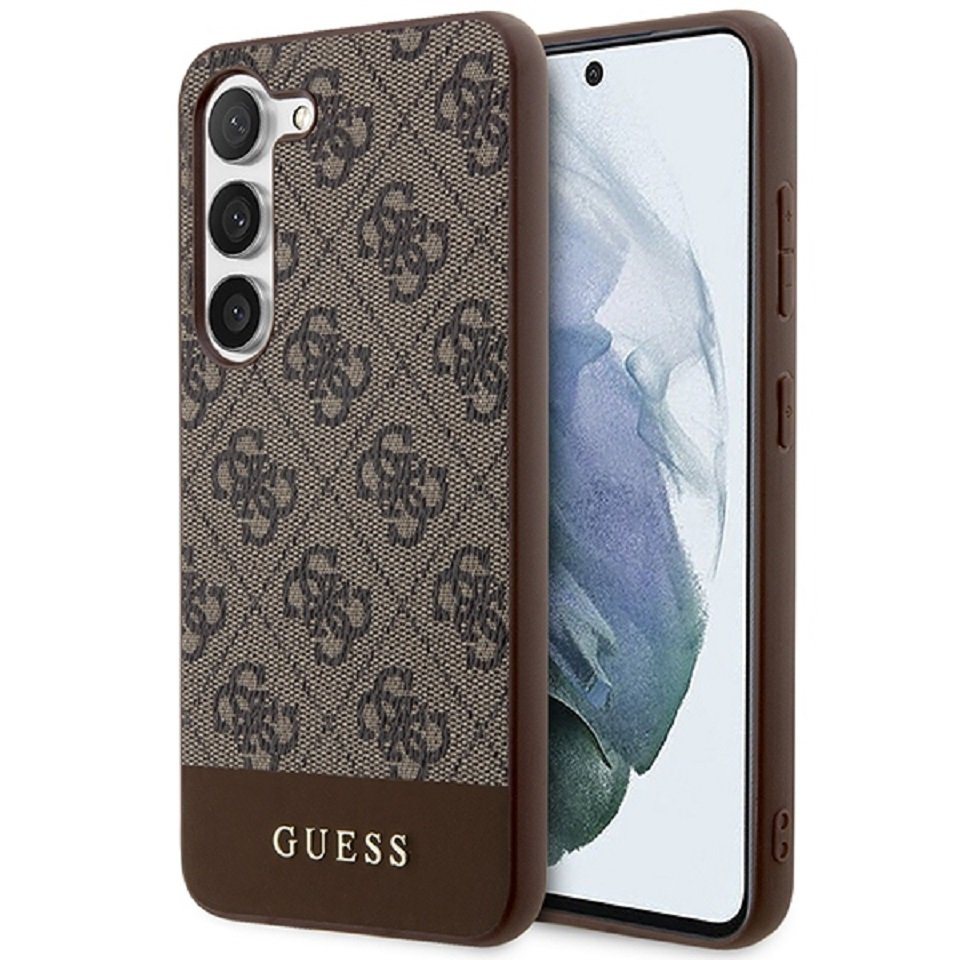 Guess Handyhülle Case Galaxy S24 Kunstleder braun Logo goldfarbig 6,2 Zoll, Kantenschutz von Guess