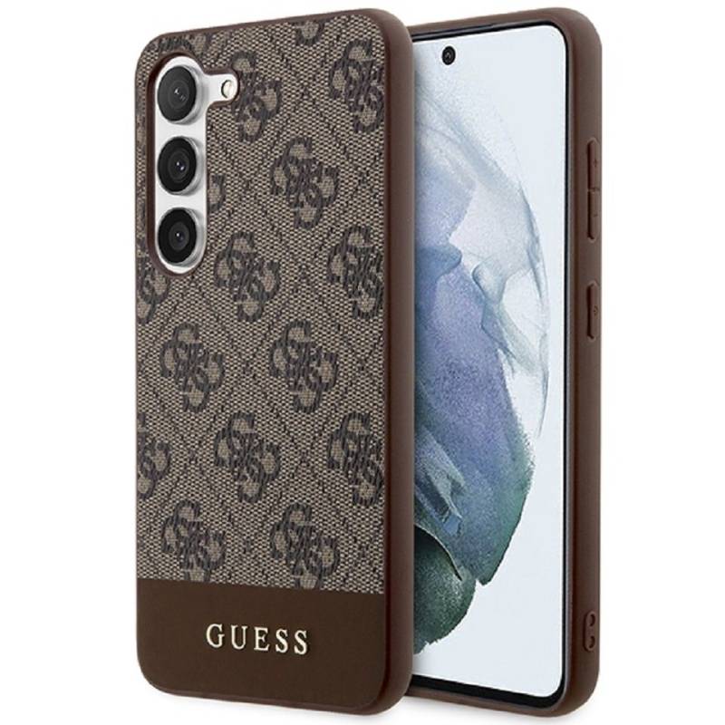Guess Handyhülle Case Galaxy S24 Kunstleder braun Logo goldfarbig 6,2 Zoll, Kantenschutz von Guess