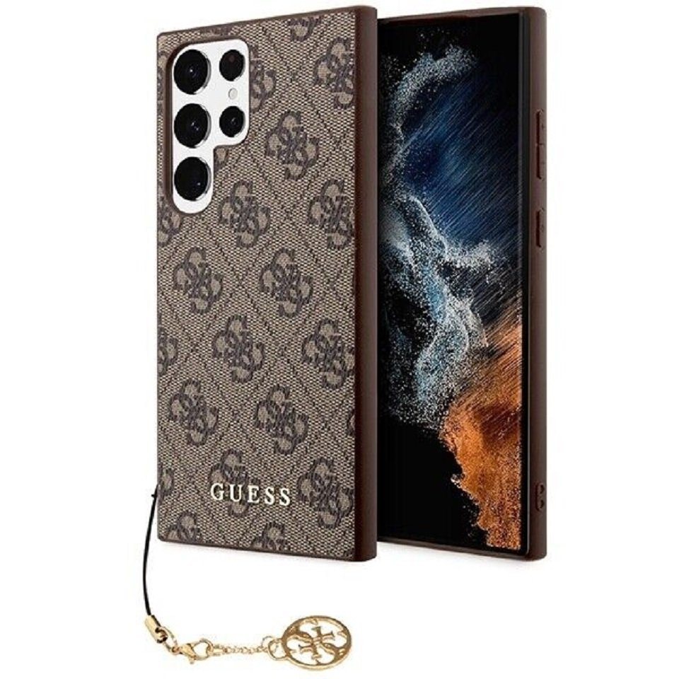 Guess Handyhülle Case Galaxy S24 Ultra Kunstleder braun Kette goldfarbig 6,8 Zoll, Kantenschutz von Guess