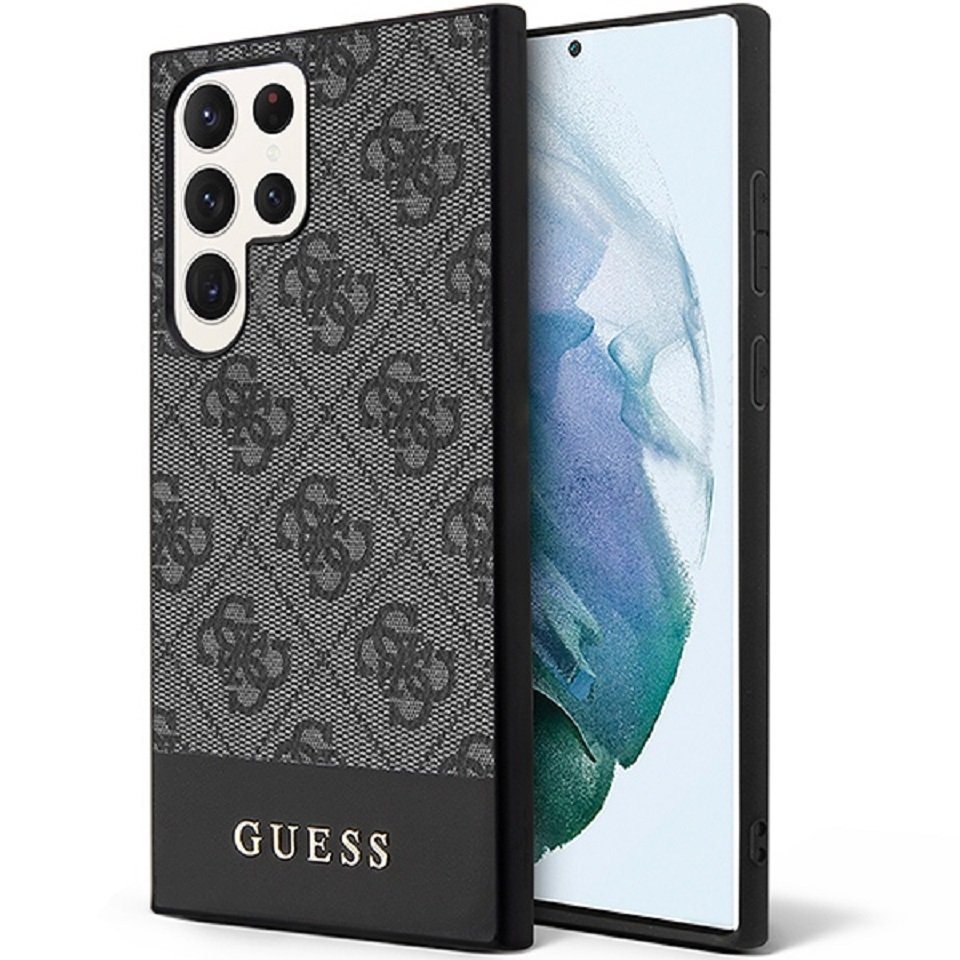 Guess Handyhülle Case Galaxy S24 Ultra Kunstleder grau silber Logo goldfarben 6,8 Zoll, Kantenschutz Guess Handyhülle Case Galaxy S24 Ultra Kunstleder grau silber Logo goldfarben 6,8 Zoll, Kantenschutz von Guess