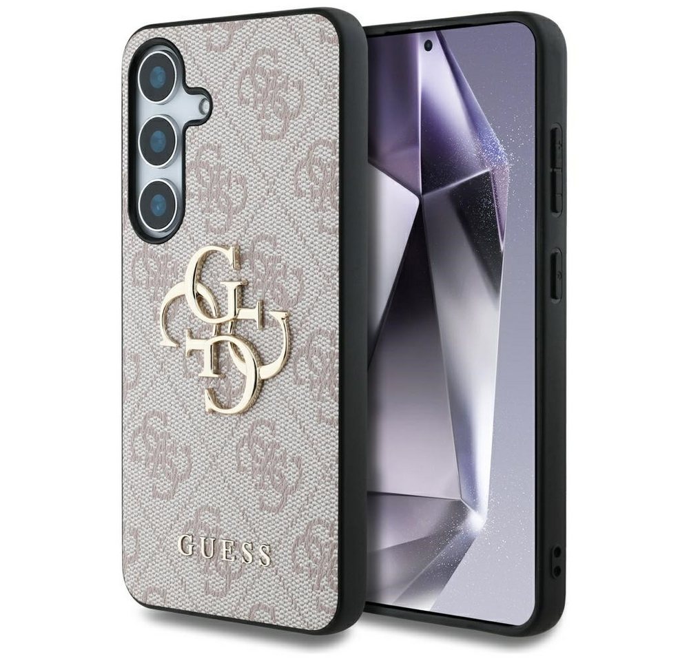 Guess Handyhülle Case Galaxy S24 rosa Logo goldfarben Kunstleder 6,2 Zoll, Kantenschutz von Guess