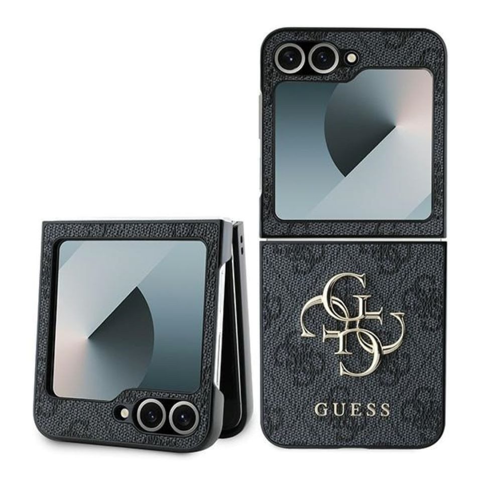 Guess Handyhülle Case Galaxy Z Flip 6 Kunstleder grau Muster Big Logo goldfarben 6,7 Zoll, Kantenschutz Guess Handyhülle Case Galaxy Z Flip 6 Kunstleder grau Muster Big Logo goldfarben 6,7 Zoll, Kantenschutz von Guess