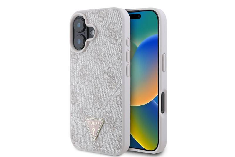 Guess Handyhülle GUESS Case iPhone 16 Strass Triangle Logo Hülle Cover rosa von Guess