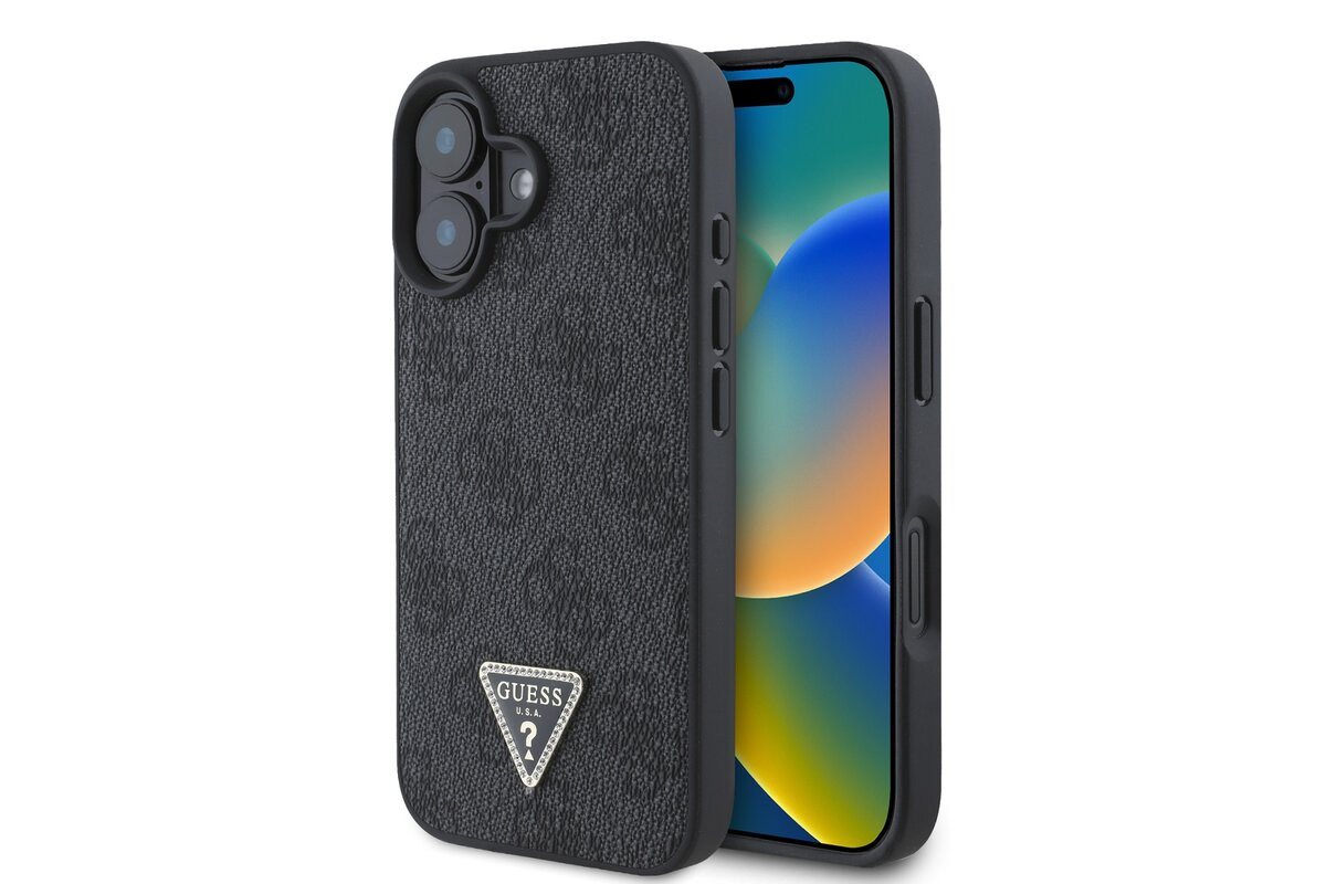 Guess Handyhülle GUESS Case iPhone 16 Strass Triangle Logo Hülle Cover schwarz Guess Handyhülle GUESS Case iPhone 16 Strass Triangle Logo Hülle Cover schwarz von Guess