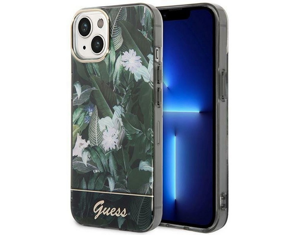 Guess Handyhülle GUESS Schutzhülle für Apple iPhone 14 Cover Etui Hard Case Jungle Collection von Guess