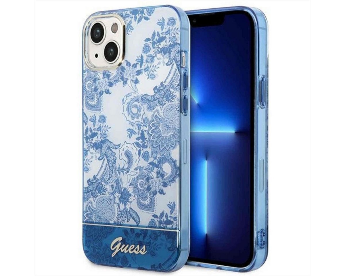 Guess Handyhülle GUESS Schutzhülle für Apple iPhone 14 Cover Etui Hard Case Niebieski Blau von Guess