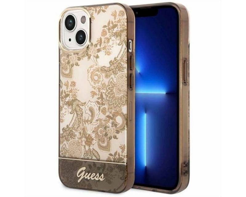 Guess Handyhülle GUESS Schutzhülle für Apple iPhone 14 Plus Cover Schutzhülle Etui Hard Case Ocker von Guess