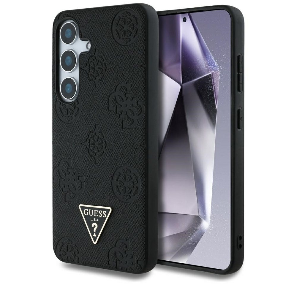 Guess Handyhülle Galaxy S25 Kunstleder schwarz MagSafe Logo Triangle goldfarben 6,2 Zoll, Kantenschutz Guess Handyhülle Galaxy S25 Kunstleder schwarz MagSafe Logo Triangle goldfarben 6,2 Zoll, Kantenschutz von Guess