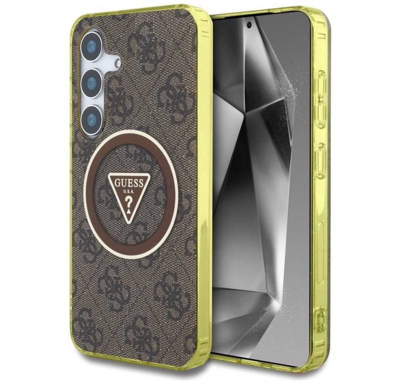 Guess Handyhülle Galaxy S25 Kunststoff braun Glitter MagSafe Logo 6,2 Zoll, Kantenschutz von Guess