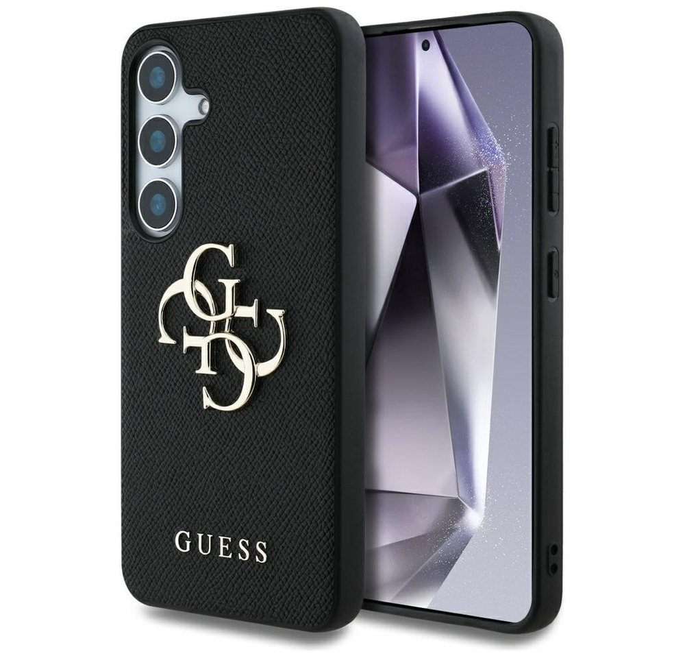 Guess Handyhülle Galaxy S25 Plus Kunstleder schwarz mit goldfarbenen Logo 6,7 Zoll, Kantenschutz Guess Handyhülle Galaxy S25 Plus Kunstleder schwarz mit goldfarbenen Logo 6,7 Zoll, Kantenschutz von Guess