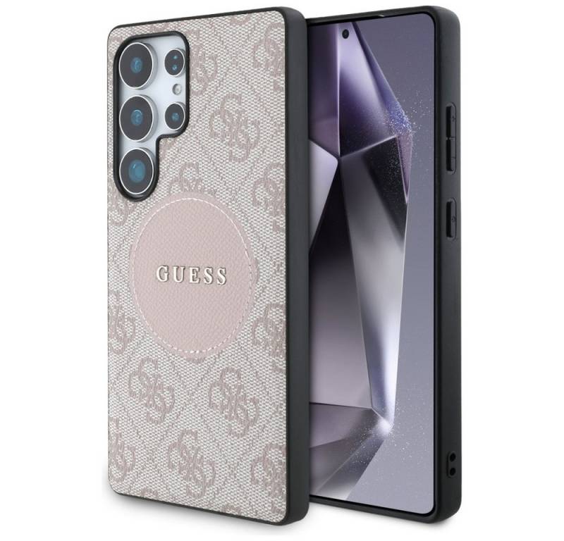 Guess Handyhülle Galaxy S25 Ultra Kunstleder rosa MagSafe Logo goldfarben 6,9 Zoll, Kantenschutz von Guess