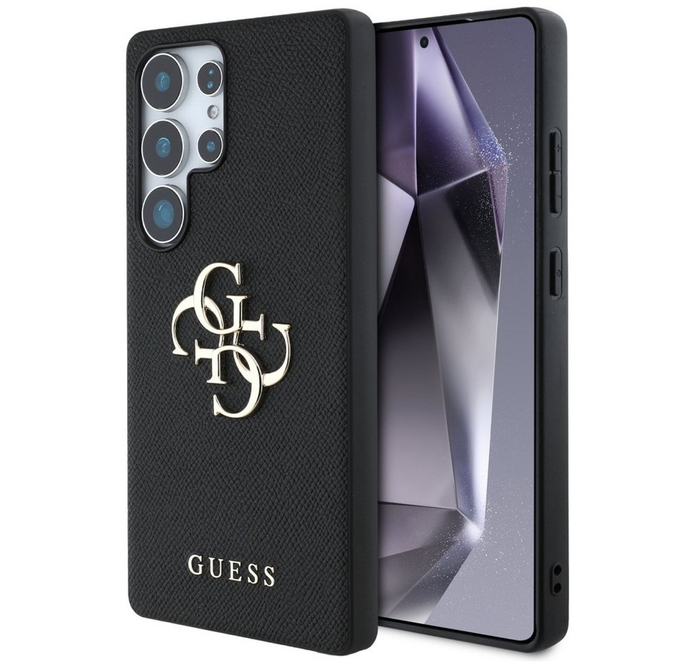 Guess Handyhülle Galaxy S25 Ultra Kunstleder schwarz mit goldfarbenen Logo 6,9 Zoll, Kantenschutz Guess Handyhülle Galaxy S25 Ultra Kunstleder schwarz mit goldfarbenen Logo 6,9 Zoll, Kantenschutz von Guess