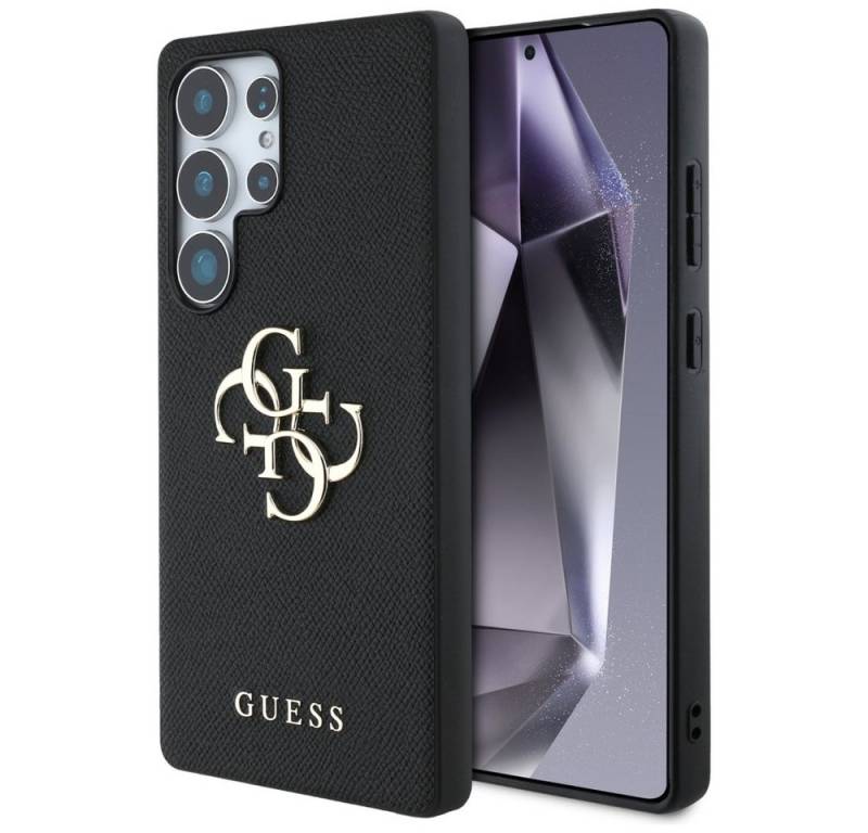 Guess Handyhülle Galaxy S25 Ultra Kunstleder schwarz mit goldfarbenen Logo 6,9 Zoll, Kantenschutz von Guess
