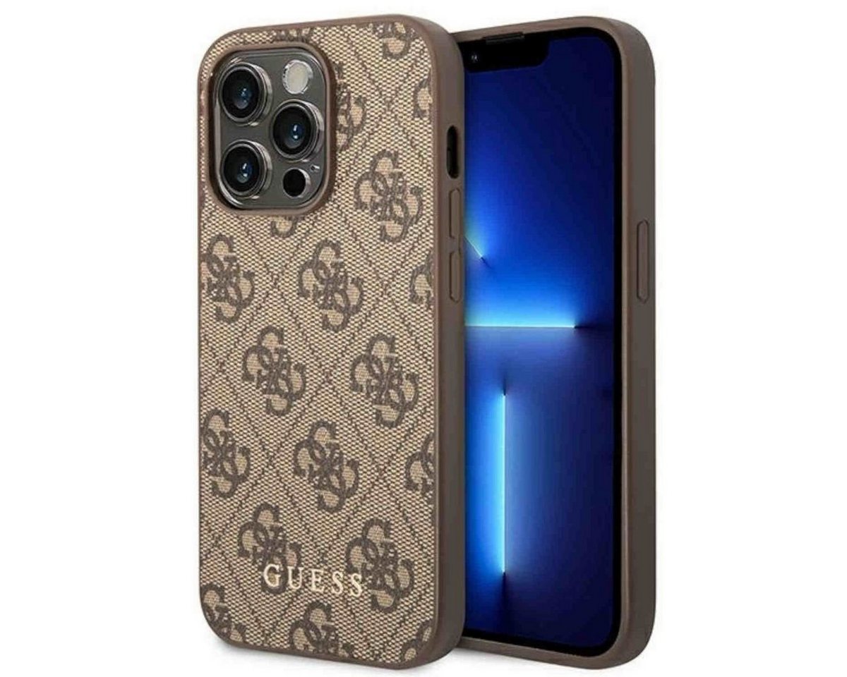 Guess Handyhülle Guess 4G Metal Gold Logo Apple iPhone 14 Pro Max Hard Case Cover Schutzhülle Braun von Guess