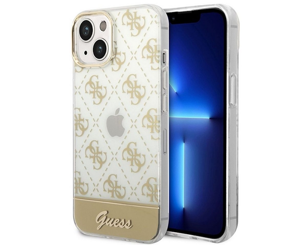 Guess Handyhülle Guess 4G Pattern Script Collection Hardcase Hülle Cover für Apple iPhone 14 Gold von Guess