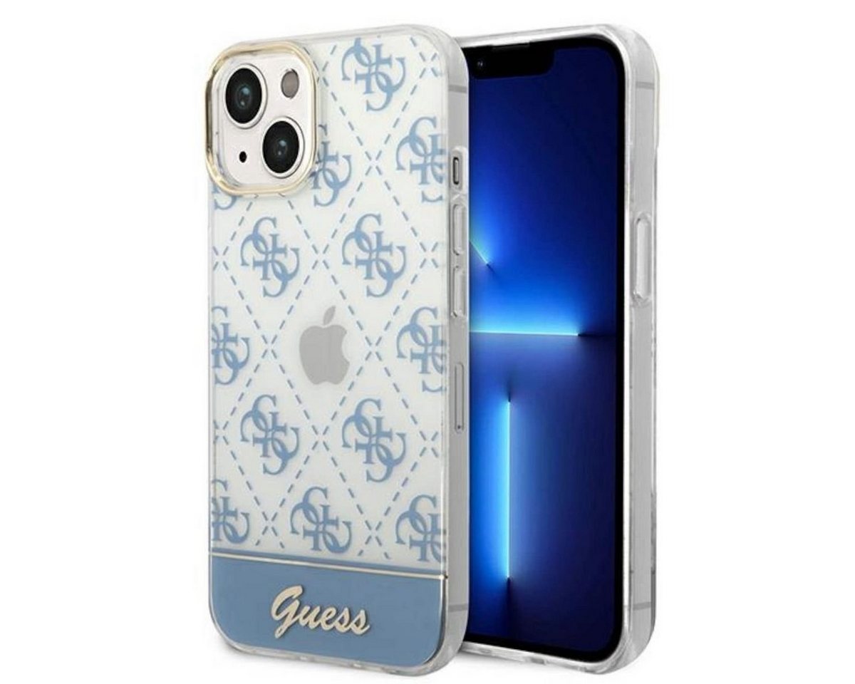 Guess Handyhülle Guess 4G Pattern Script Collection Hardcase Hülle Cover für Apple iPhone 14 Plus Blau von Guess