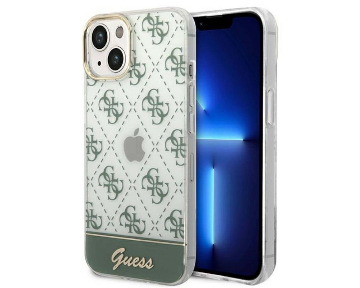 Guess Handyhülle Guess 4G Pattern Script Collection Hardcase Hülle Cover für Apple iPhone 14 Plus Khaki von Guess