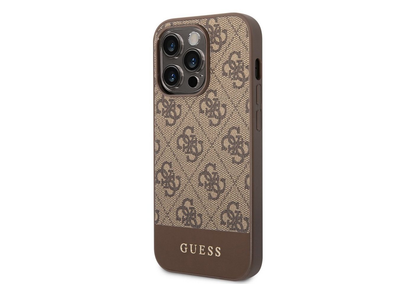 Guess Handyhülle Guess 4G Stripe Case für iPhone 14 Pro Braun Schutzhülle von Guess