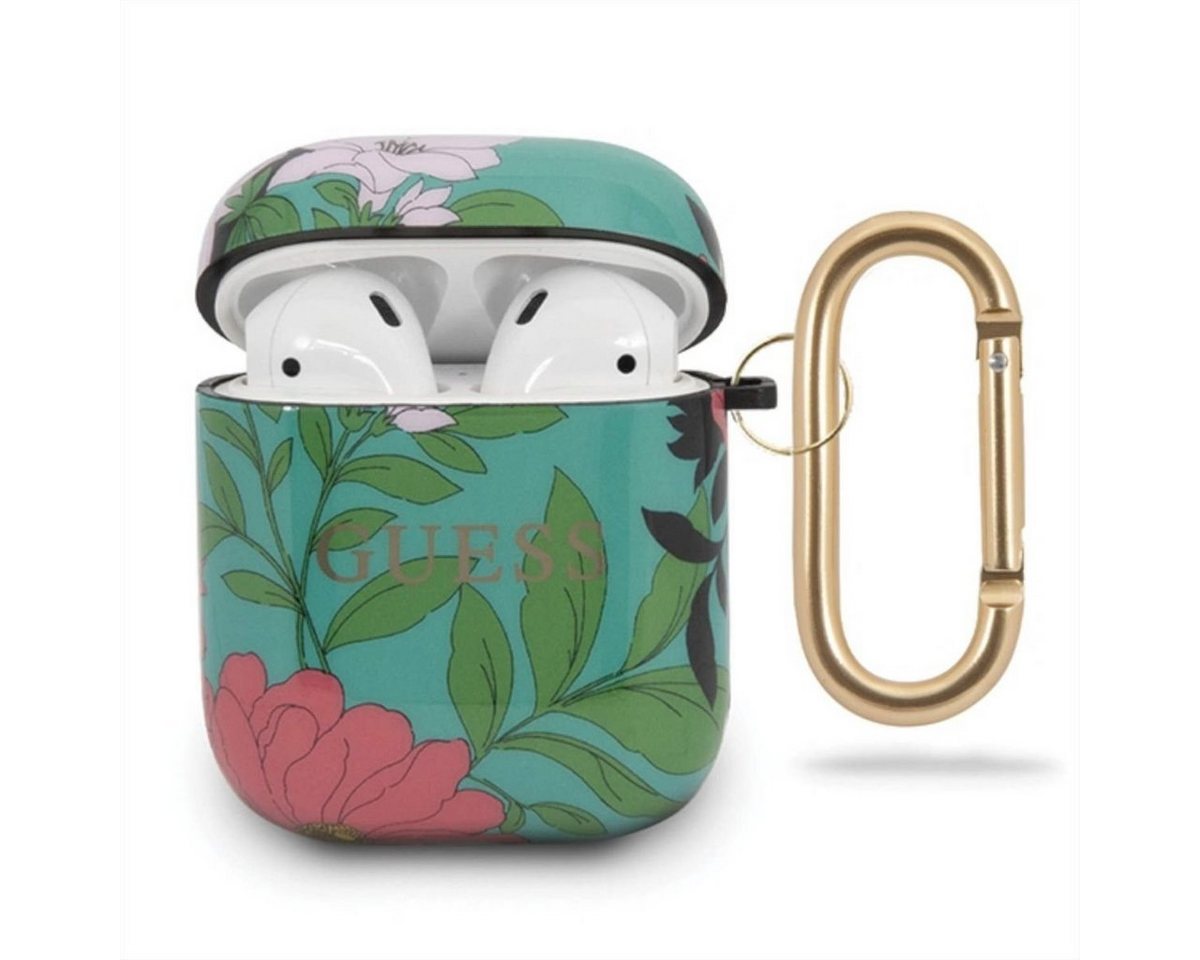 Guess Handyhülle Guess Apple Airpods Silicon Cover Flower Collection Grün Schutzhülle Tasche Case Etui Halter Zubehör von Guess