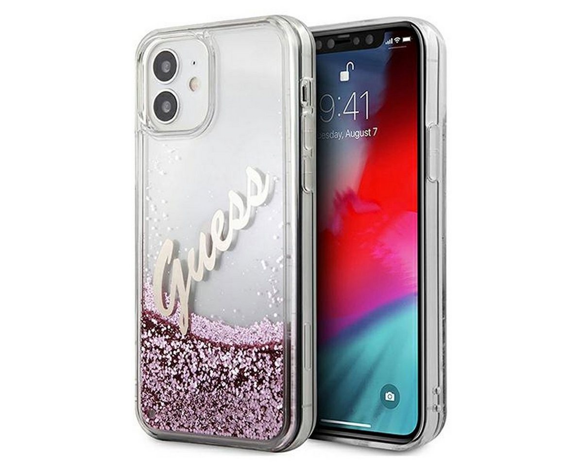 Guess Handyhülle Guess Apple iPhone 12 Mini Pink Glitter Vintage Script Glitzer Hard Case Cover Schutzhülle Etui Guess Handyhülle Guess Apple iPhone 12 Mini Pink Glitter Vintage Script Glitzer Hard Case Cover Schutzhülle Etui von Guess