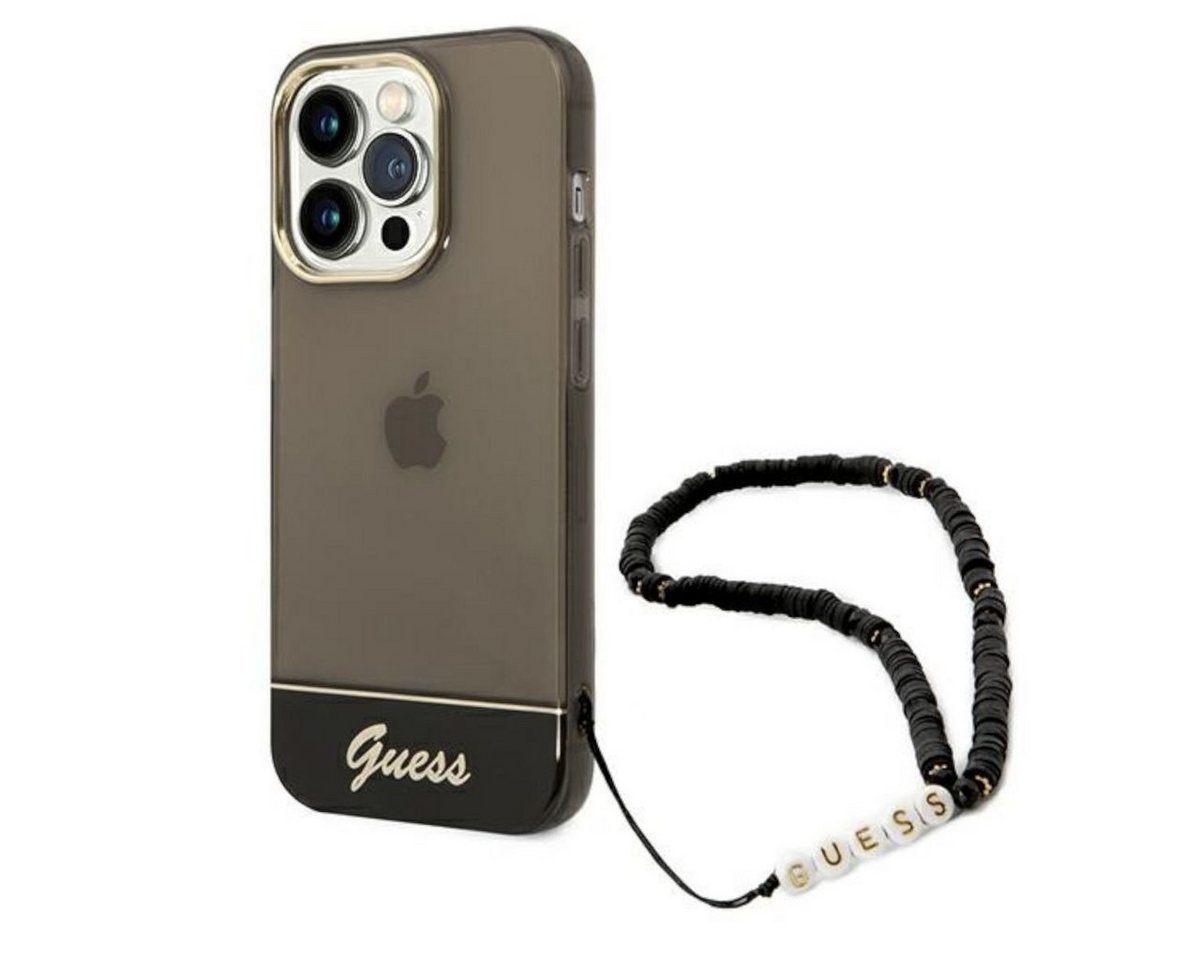 Guess Handyhülle Guess Chain Silikon Case für Apple iPhone 14 Pro mit Kette Transparent / Schwarz Hülle von Guess