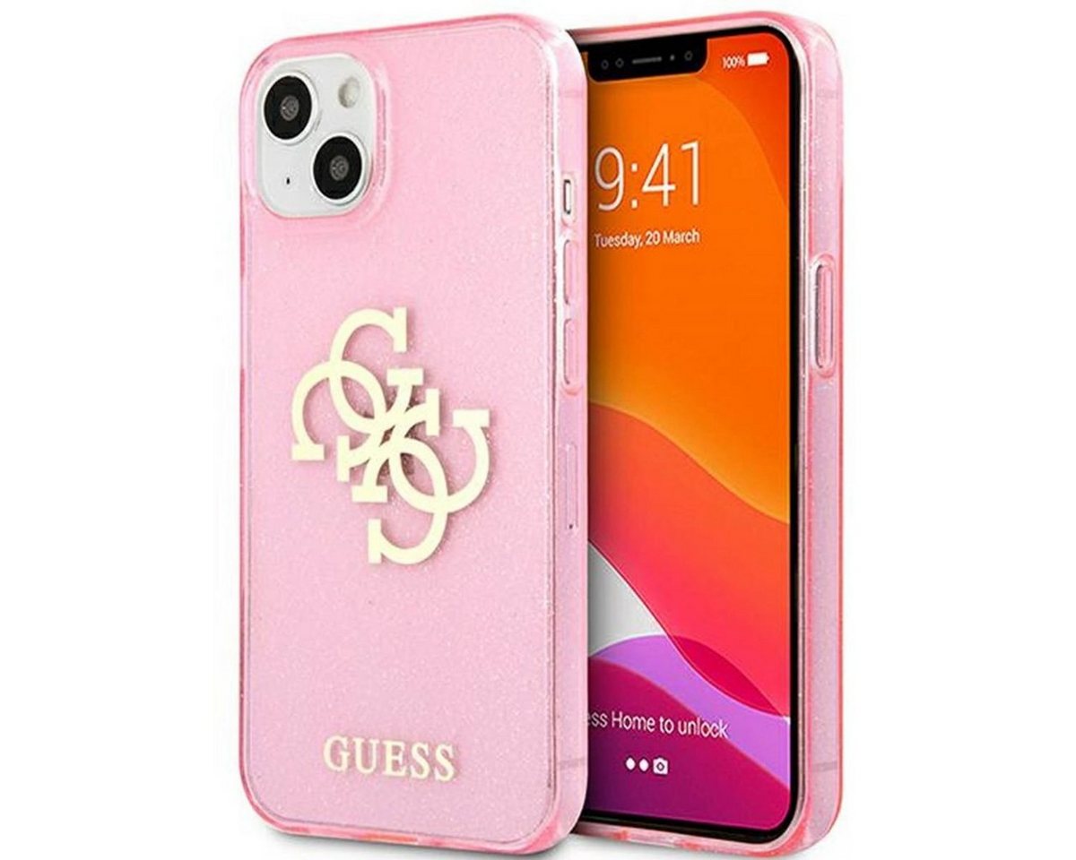 Guess Handyhülle Guess Glitter Silikon Case für Apple iPhone 13 Mini Big Logo Transparent / Pink Glitzer Hülle Guess Handyhülle Guess Glitter Silikon Case für Apple iPhone 13 Mini Big Logo Transparent / Pink Glitzer Hülle von Guess