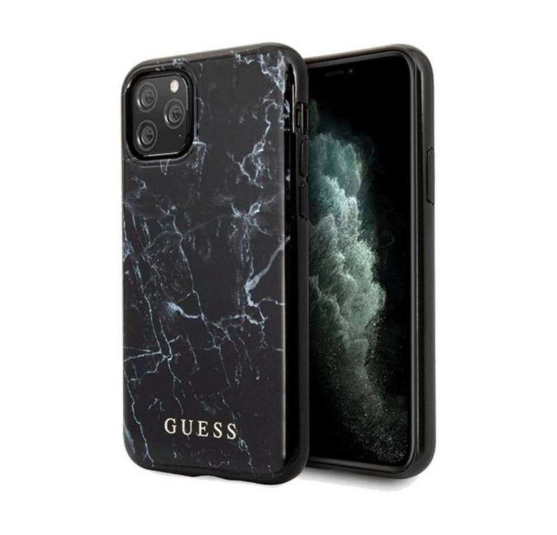 Guess Handyhülle Guess Marble Collection Apple iPhone 12 5.4 Schwarz Marmor Hard Case Cover Schutzhülle Etui von Guess