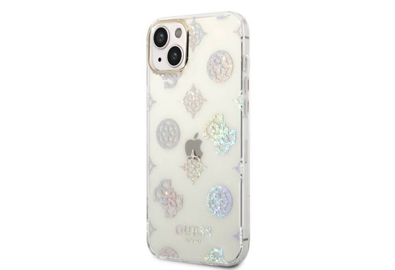 Guess Handyhülle Guess PC/TPU Peony Glitter Case für iPhone 14 Plus weiß Schutzhülle von Guess