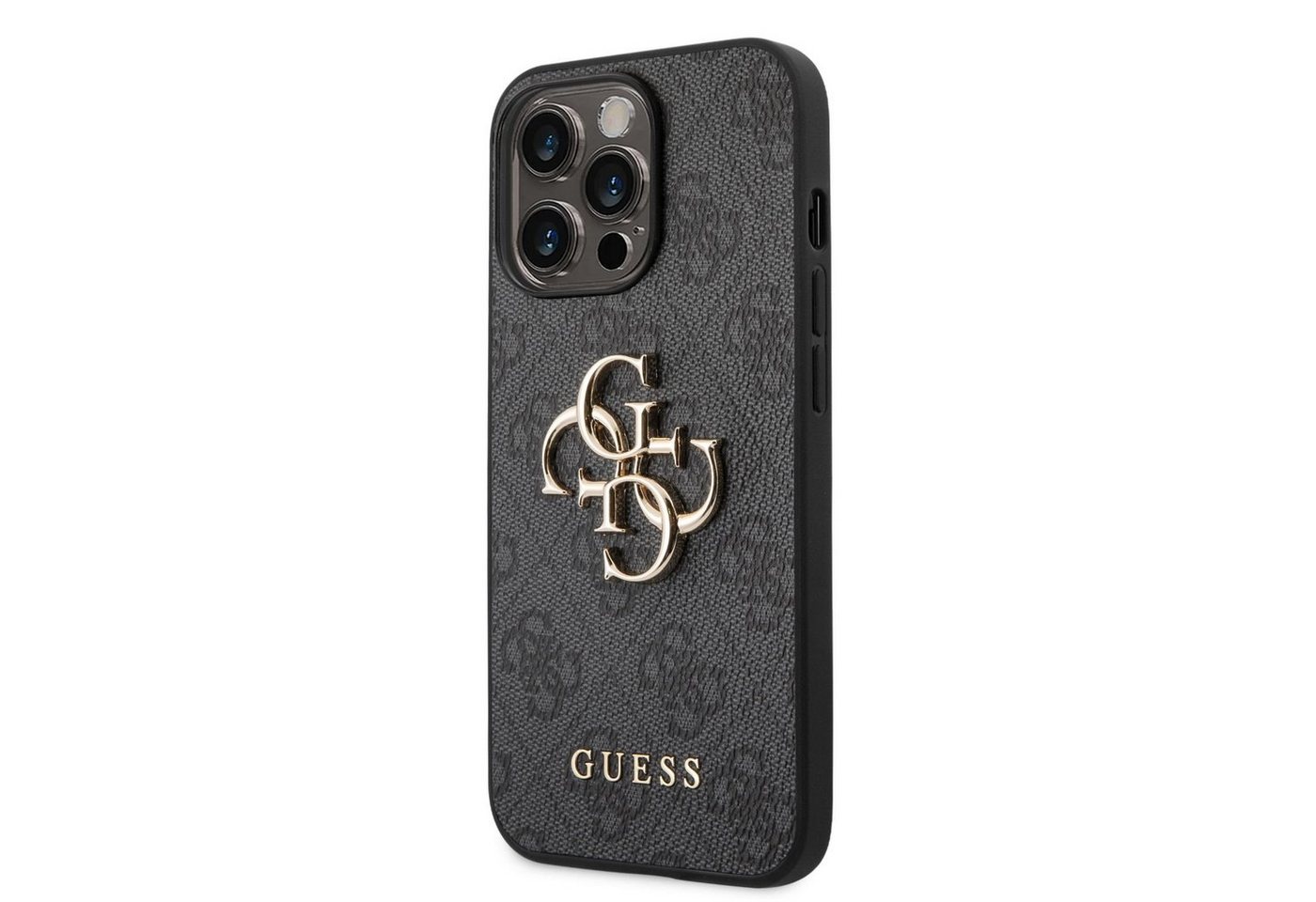 Guess Handyhülle Guess PU 4G Metal Logo Case für iPhone 14 Pro Max grau Schutzhülle von Guess