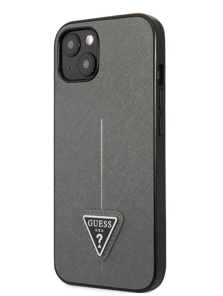 Guess Handyhülle Guess PU Saffiano Triangle Case für iPhone 13 mini silber Schutzhülle von Guess