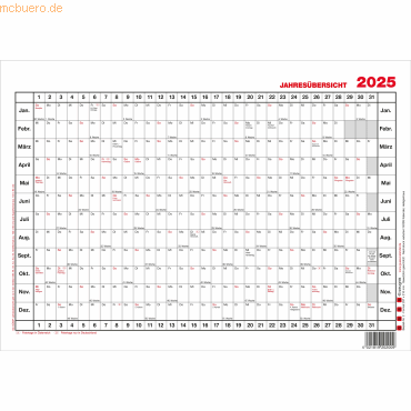 Güss Jahresübersicht 30x20cm Kalendarium 2024 von Güss