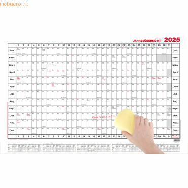 Güss Jahresübersicht A1 12 Monate abwischbar Kalendarium 2024 von Güss