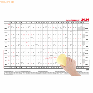 Güss Jahresübersicht A1 12 Monate abwischbar Kalendarium 2024 von Güss