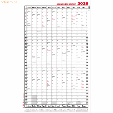 Güss Jahresübersicht A1 hoch 12 Monate Kalendarium 2026 Güss Jahresübersicht A1 hoch 12 Monate Kalendarium 2026 von Güss