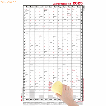 Güss Jahresübersicht A1 hoch 12 Monate abwischbar Kalendarium 2024 von Güss