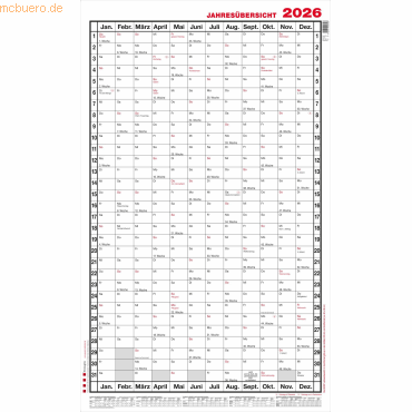 Güss Jahresübersicht A1 hoch 12 Monate im Versandrohr Kalendarium 2026 Güss Jahresübersicht A1 hoch 12 Monate im Versandrohr Kalendarium 2026 von Güss